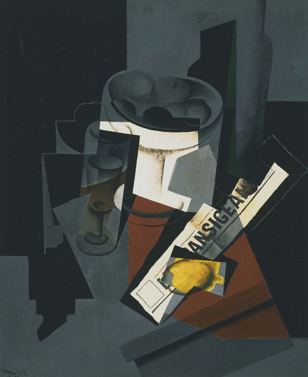 Csendélet újsággal alkotó: Juan Gris