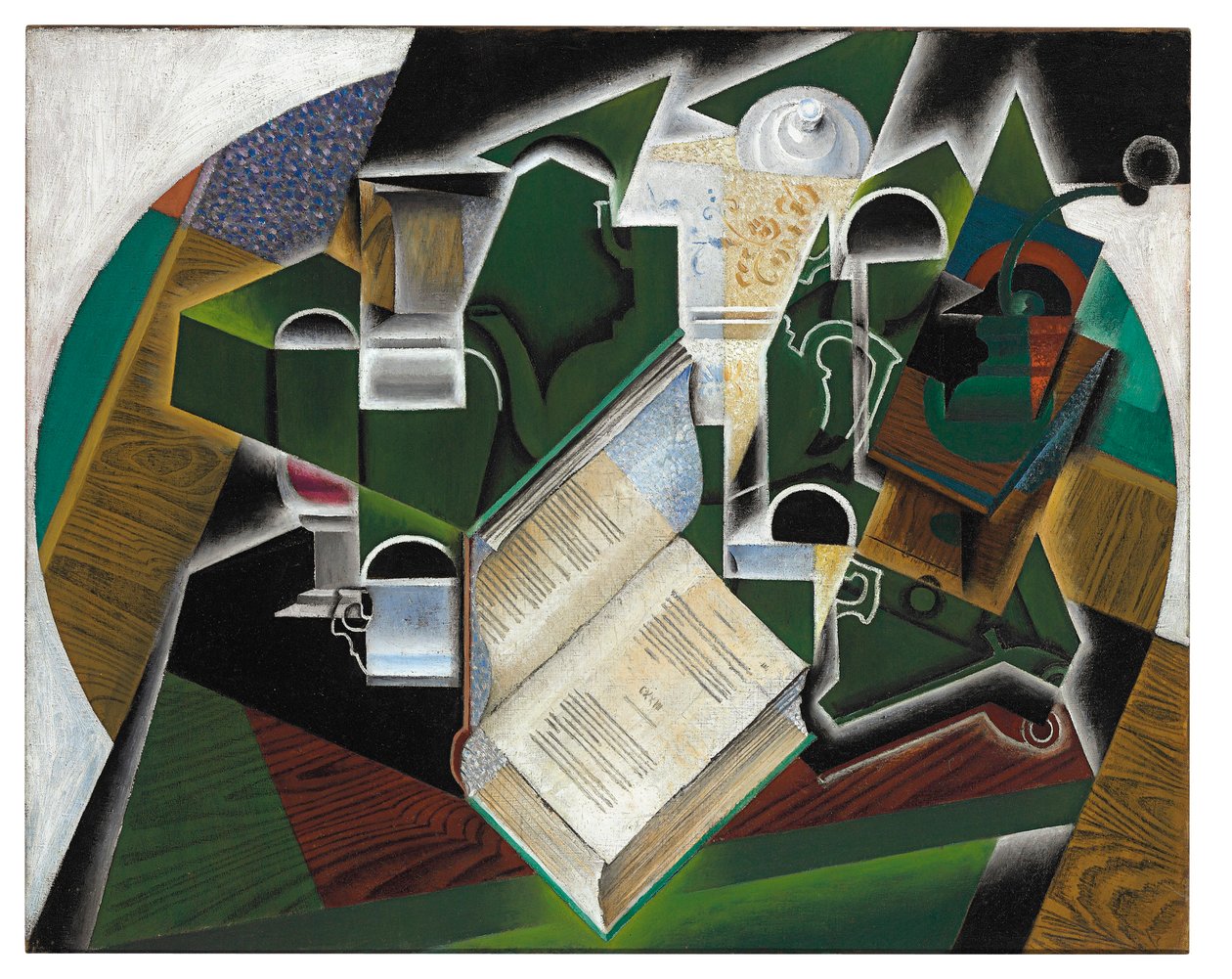 Könyv, Pipe és szemüveg alkotó: Juan Gris