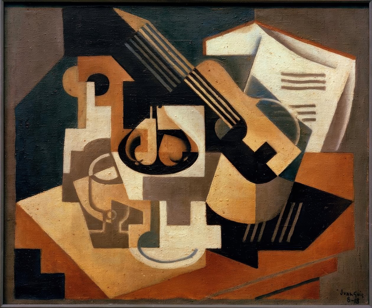 Gitár és tál gyümölcs alkotó: Juan Gris