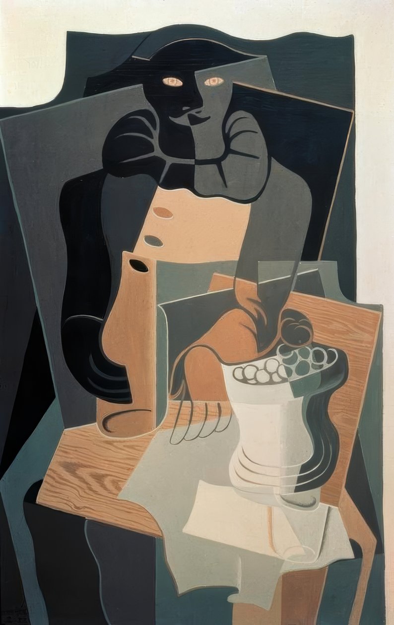 A Harlekin az asztalnál alkotó: Juan Gris