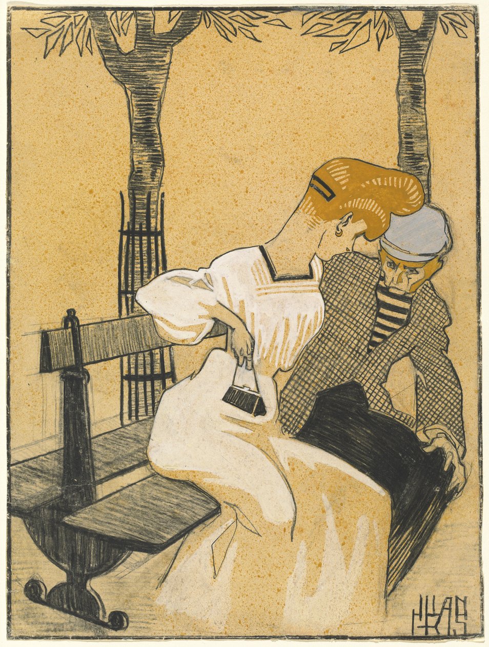 Férfi és nő a padon alkotó: Juan Gris