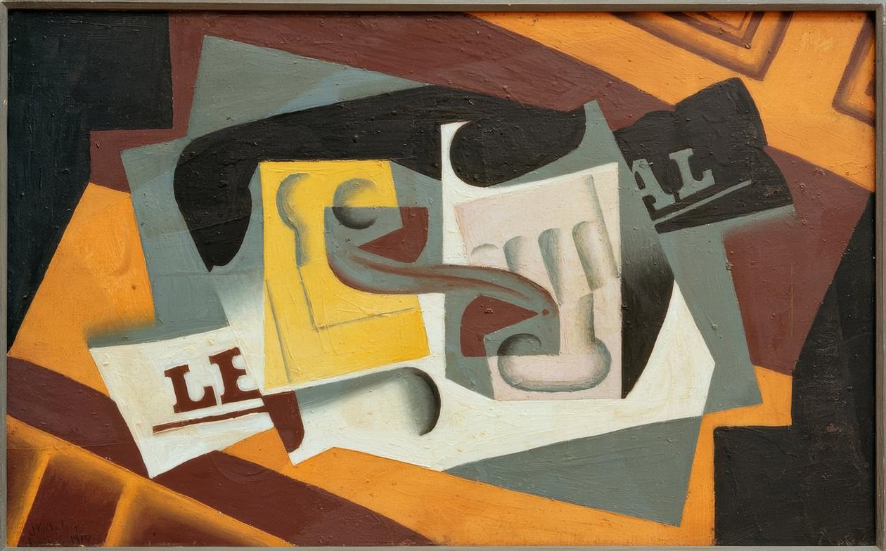 Üveg és újság alkotó: Juan Gris