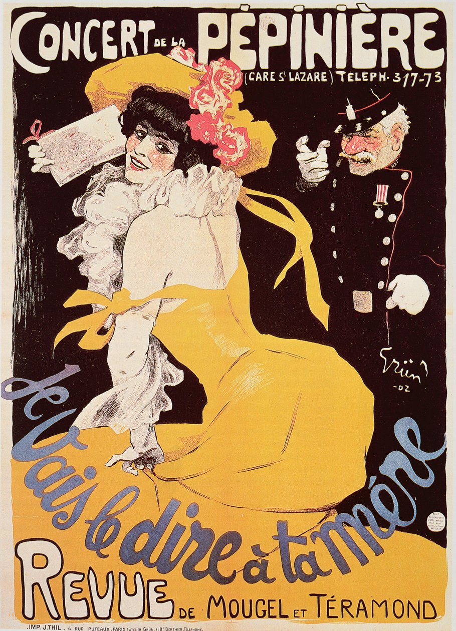 A Concert de la Pepiniere plakátja, 1902 alkotó: Jules Alexandre Gruen or Grun
