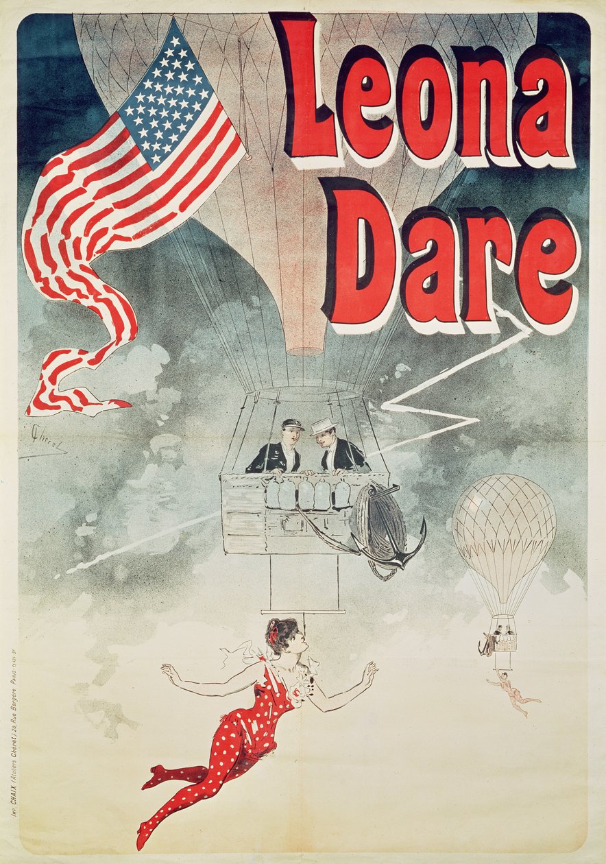 Léghajózás: "Leona Dare" plakát, 1890 alkotó: Jules Cheret