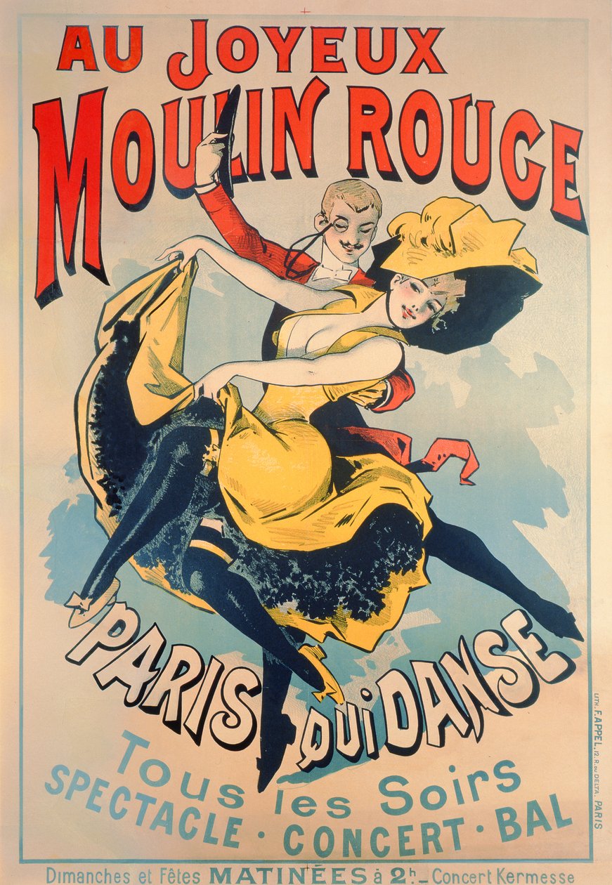 Párizs táncol a Merry Moulin Rouge-ban, 1890 körül alkotó: Jules Cheret