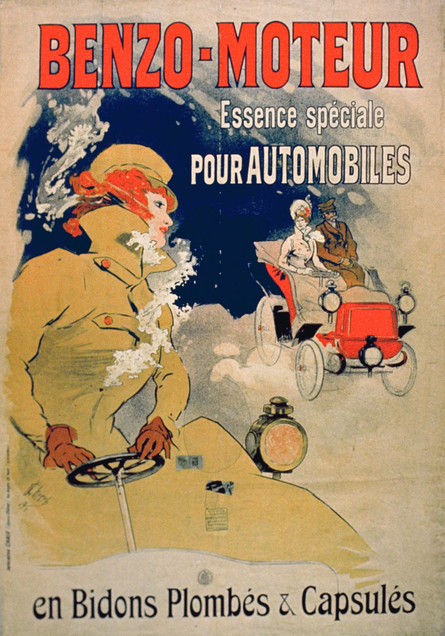 Plakát a "Benzo-Moteur" motorolajat reklámozó plakát, 1901 (színes litho.) alkotó: Jules Cheret