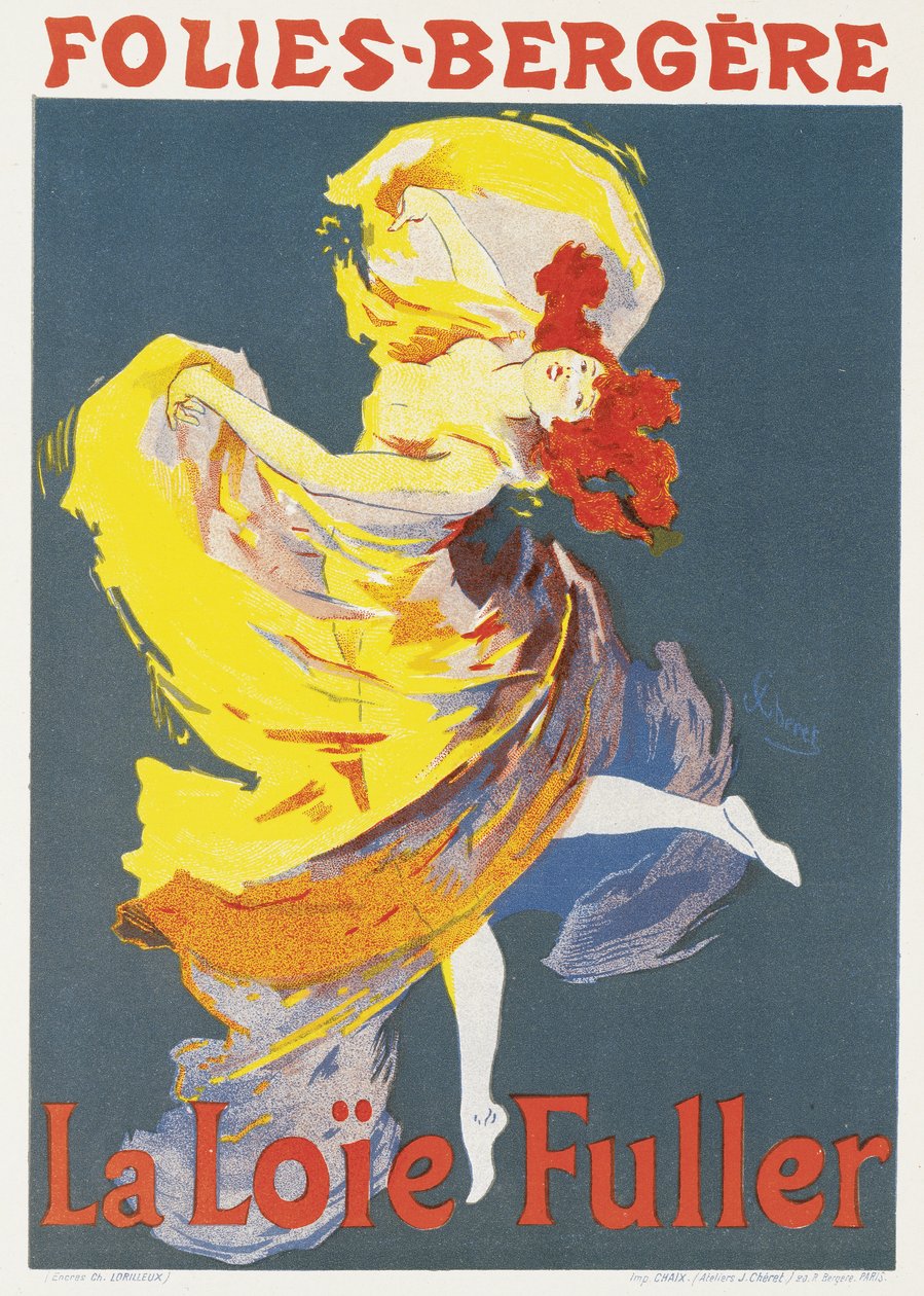 Loie Fuller táncelőadását hirdető plakát a Folies-Bergere-ben alkotó: Jules Cheret