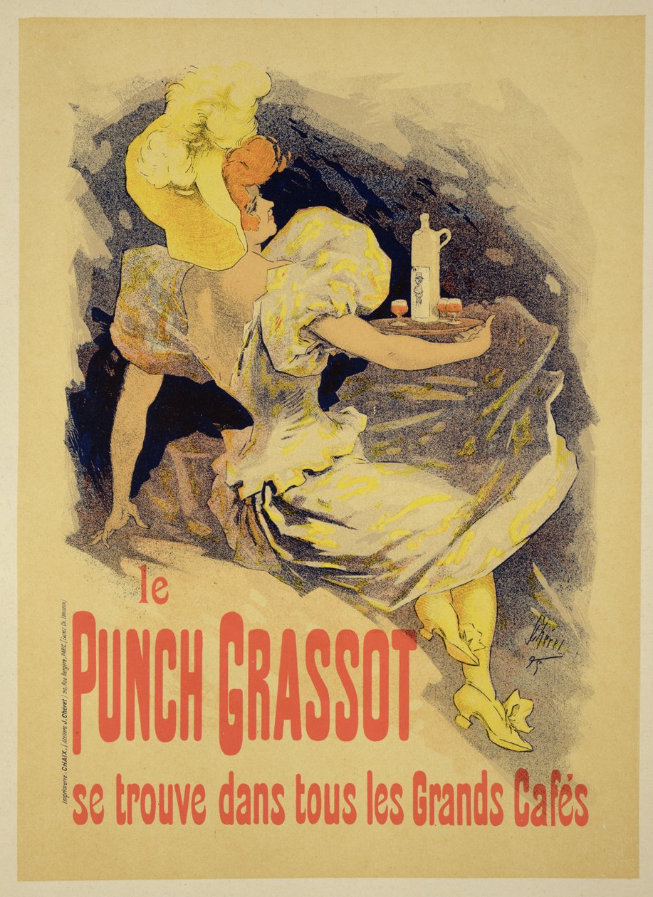 A „Punch Grassot” 1895-ös plakát reprodukciója alkotó: Jules Cheret