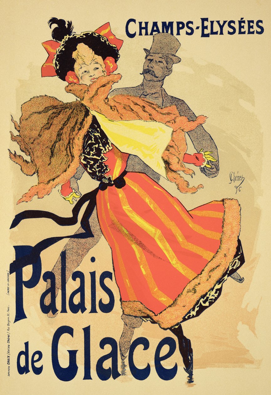 A "Palais de Glace" reklámplakátjának reprodukciója, Champs Elysees, Párizs, 1896. alkotó: Jules Cheret