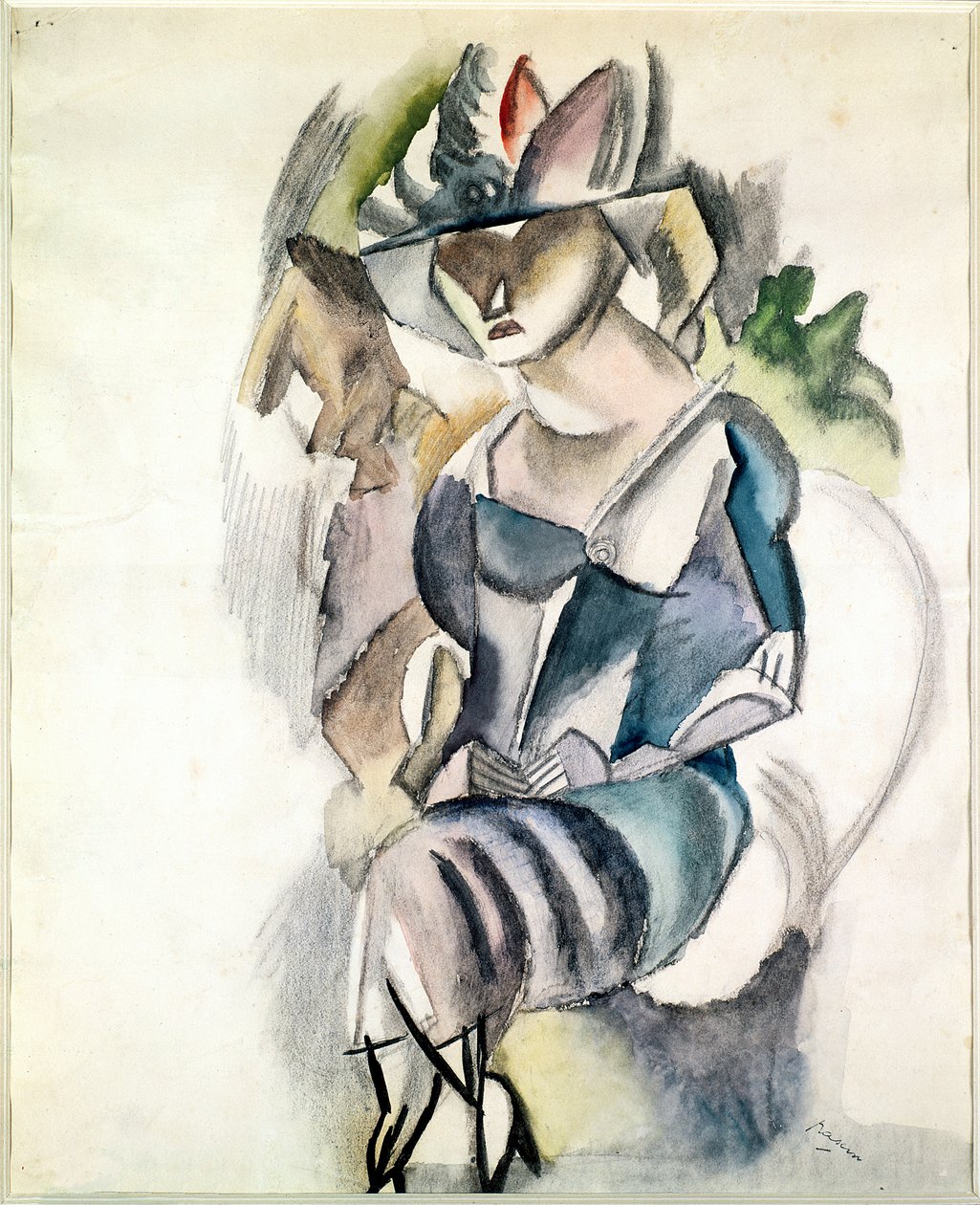 Ülő nő, 1917 (wc és ceruza papíron) alkotó: Jules Pascin