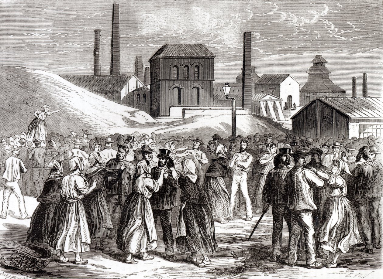 A Le Creusot-i szénbányában tüntető nők 1870 áprilisában alkotó: Jules Pelcoq