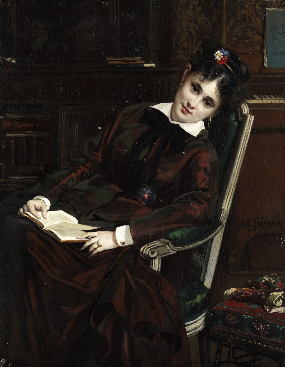 Fiatal nő olvas alkotó: Jules Emile Saintin