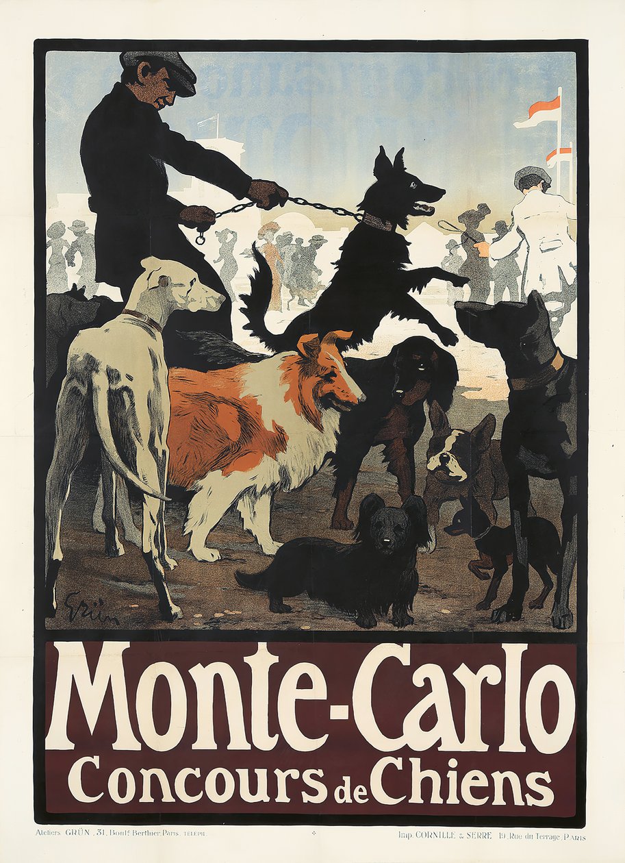 Monte Carlo, Kutyaverseny, 1900-as évek. alkotó: Jules Alexandre Grün