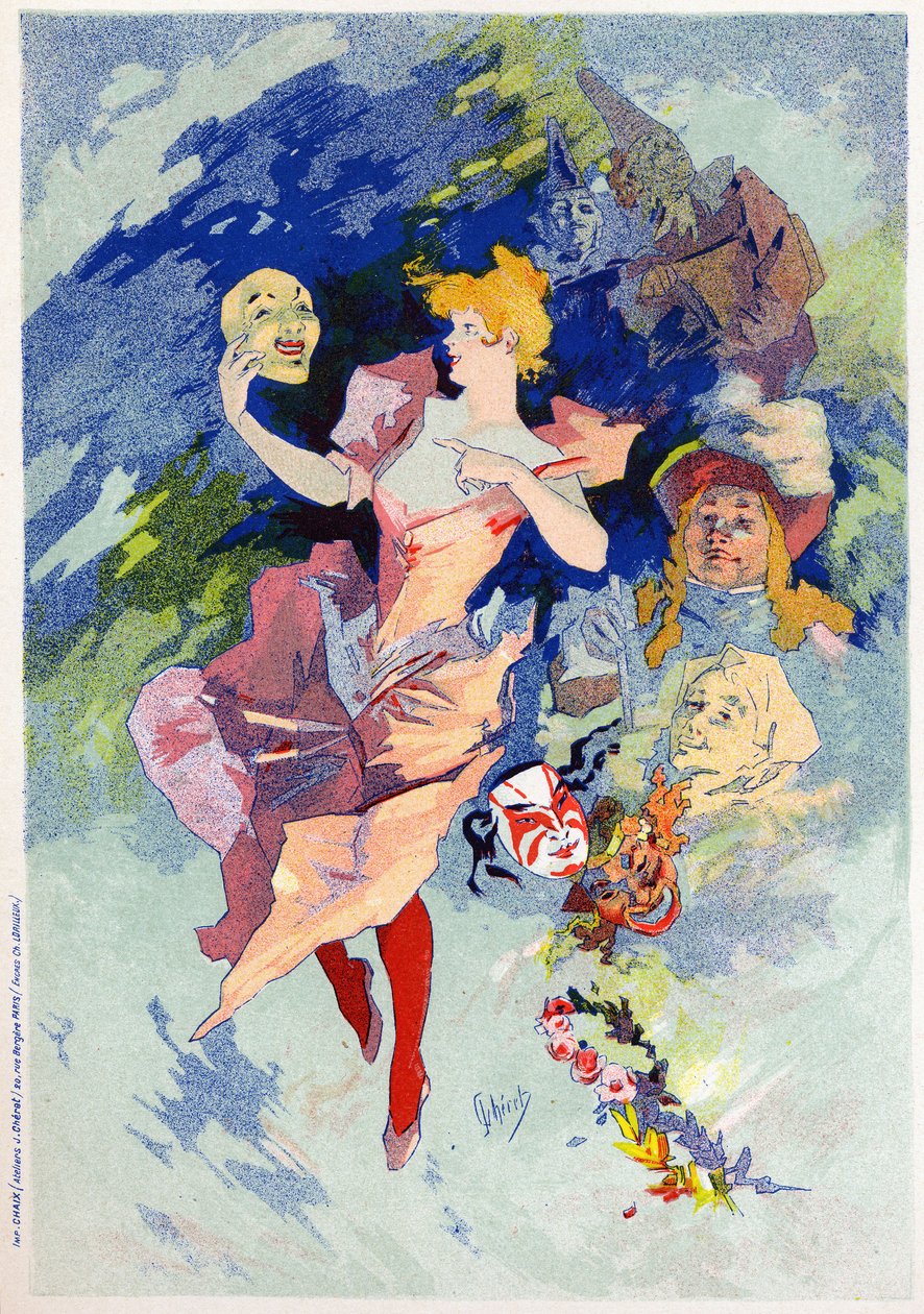 Vígjáték-allegória, 19. század vége (illusztráció) alkotó: Jules Cheret