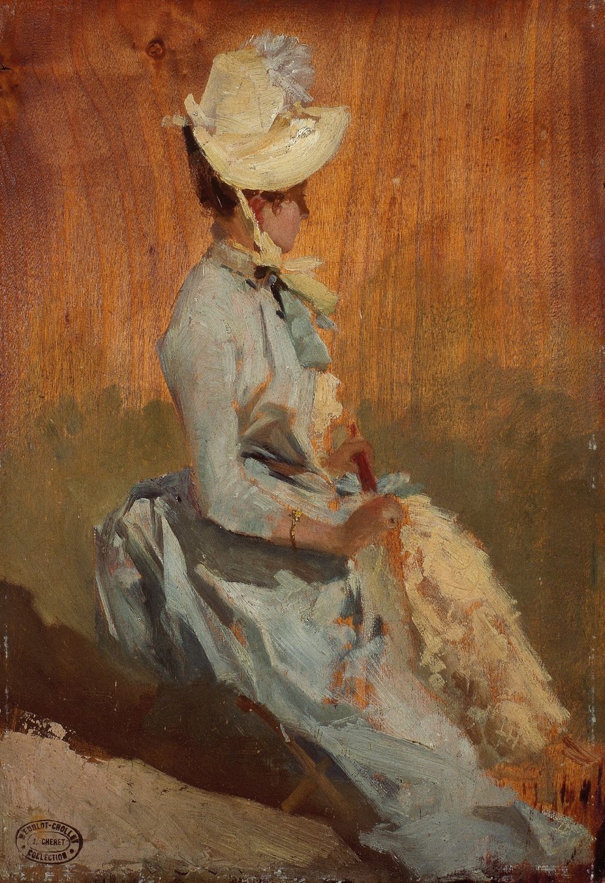 Ülő hölgy, 1879-84 körüli (olaj, fa) alkotó: Jules Cheret