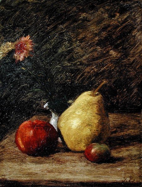 Csendélet körtével alkotó: Jules Dupré