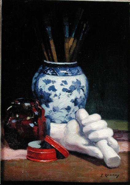 Csendélet kék vázával alkotó: Jules Ernest Renoux