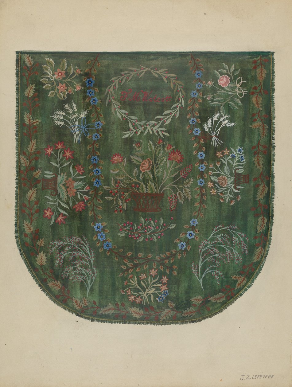 Hímzett takaró, c. 1936. alkotó: Jules Lefevere
