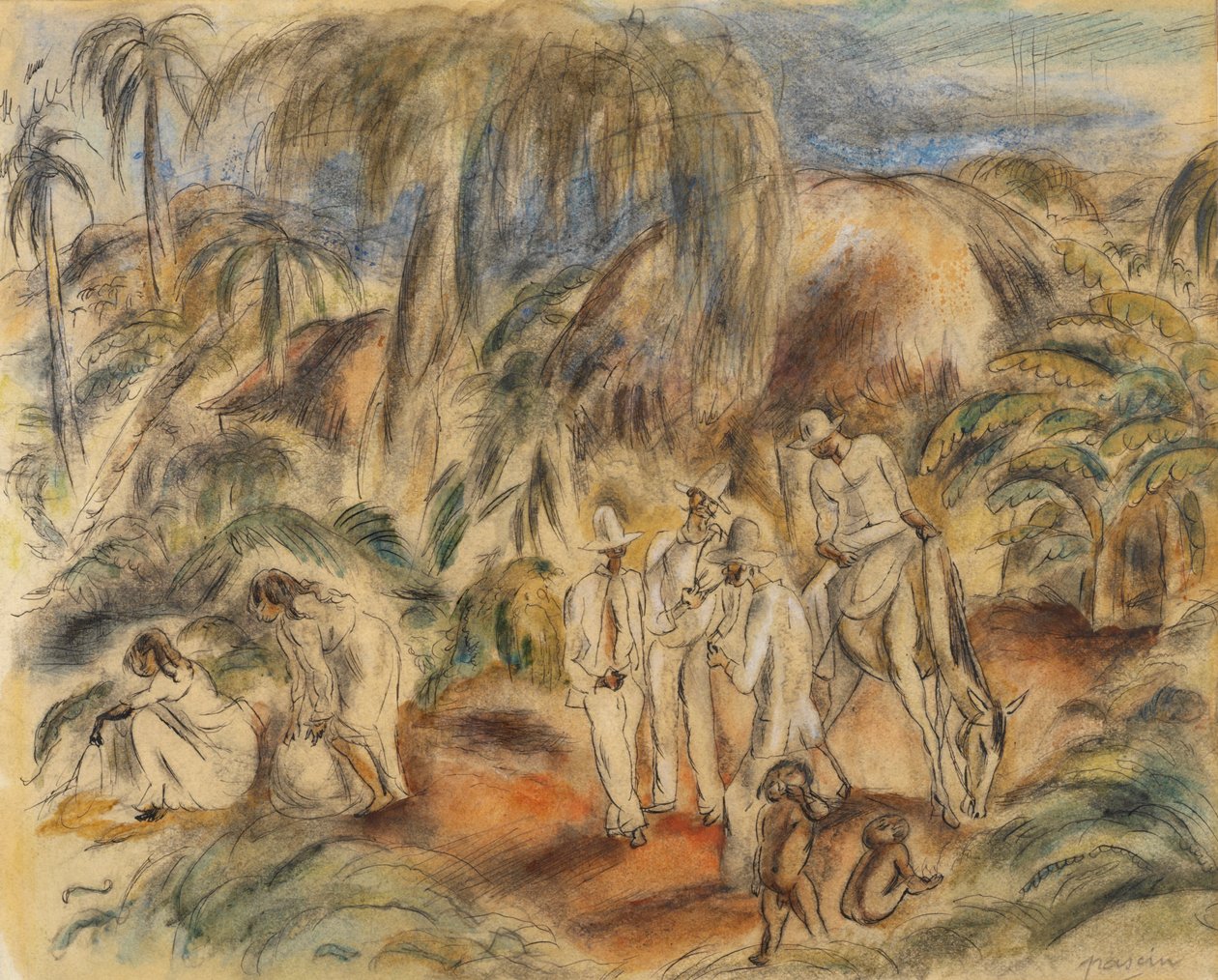 Figurák a trópusi tájban alkotó: Jules Pascin