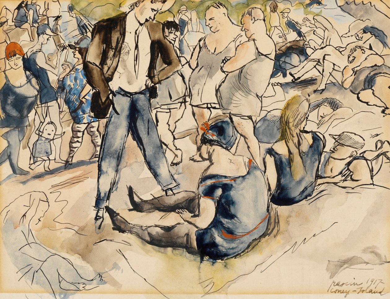 Figurák a tengerparton, Coney Islanden alkotó: Jules Pascin