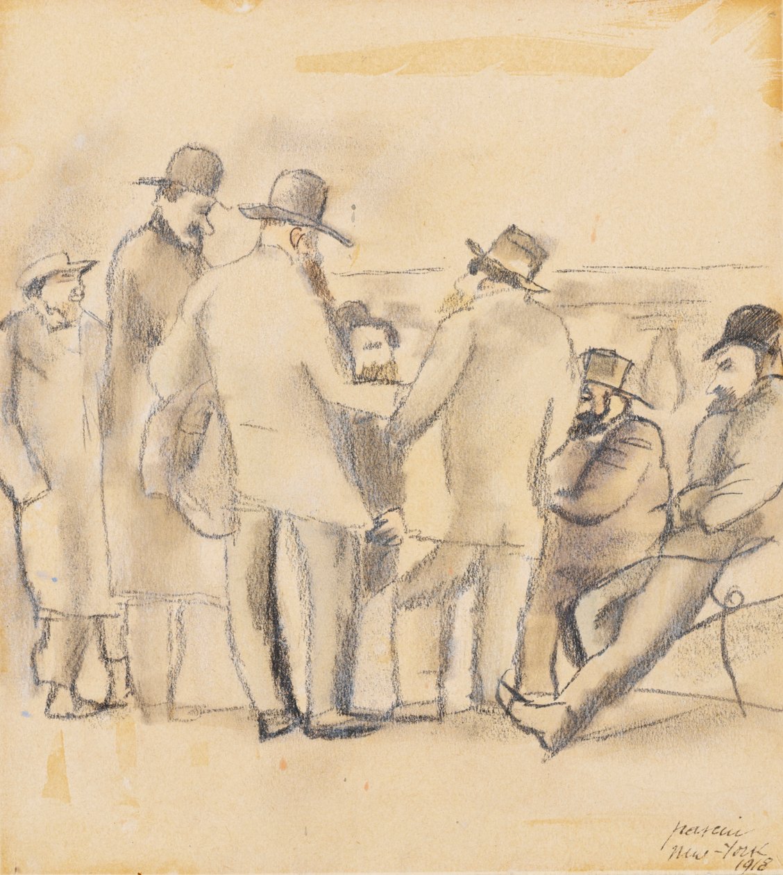 Férfi csoport, New York alkotó: Jules Pascin