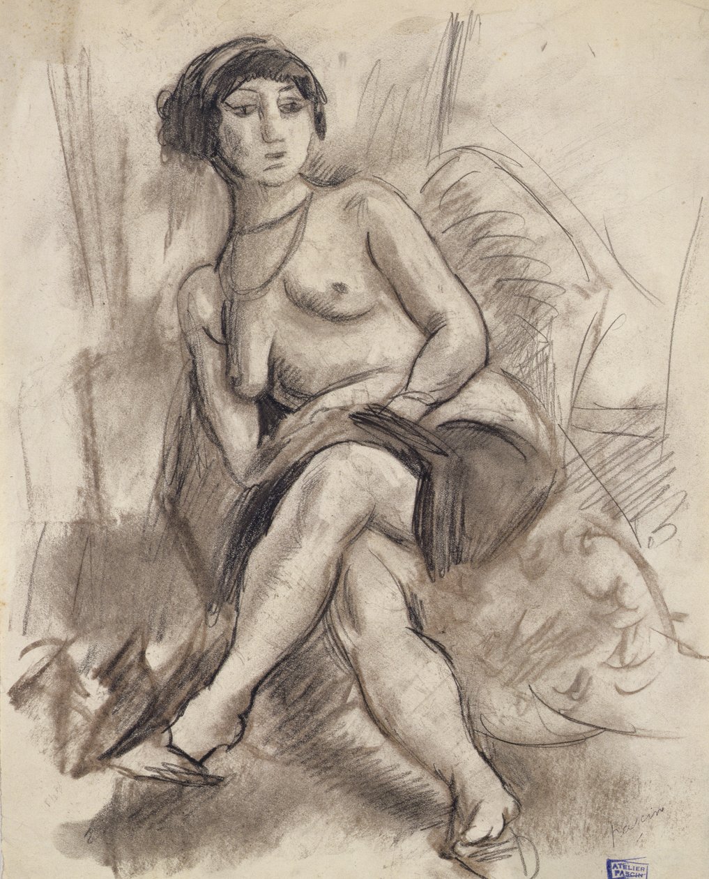 Ülő akt modell alkotó: Jules Pascin