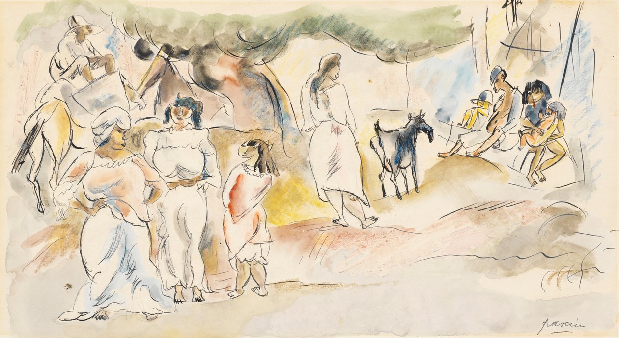 Déli figurák és kecske (wc papíron) alkotó: Jules Pascin