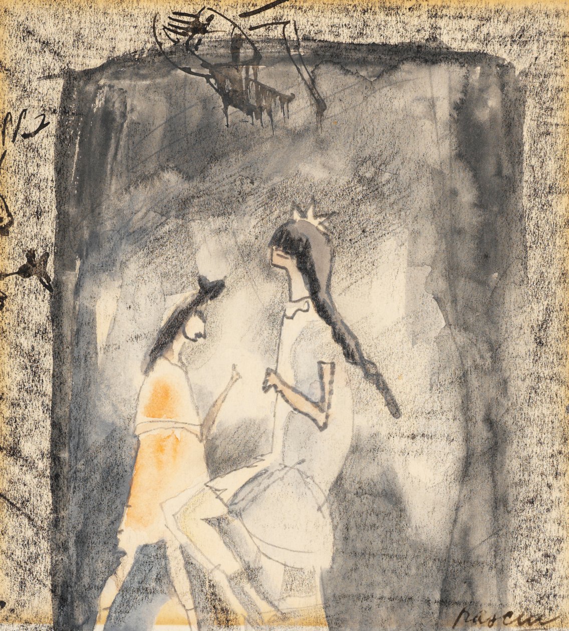Két fiatal lány (wc papíron) alkotó: Jules Pascin