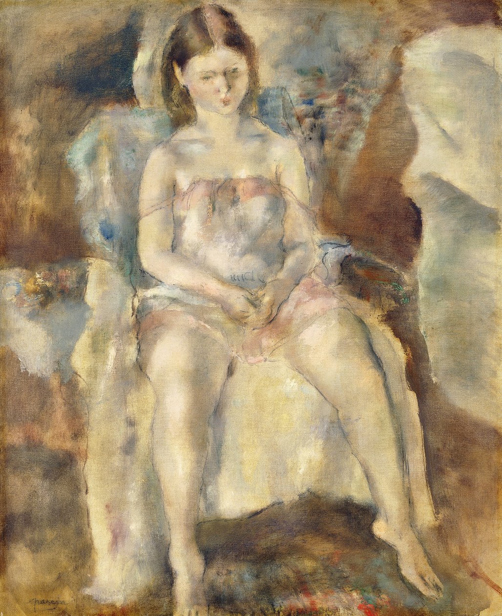 Fiatal lány ül alkotó: Jules Pascin