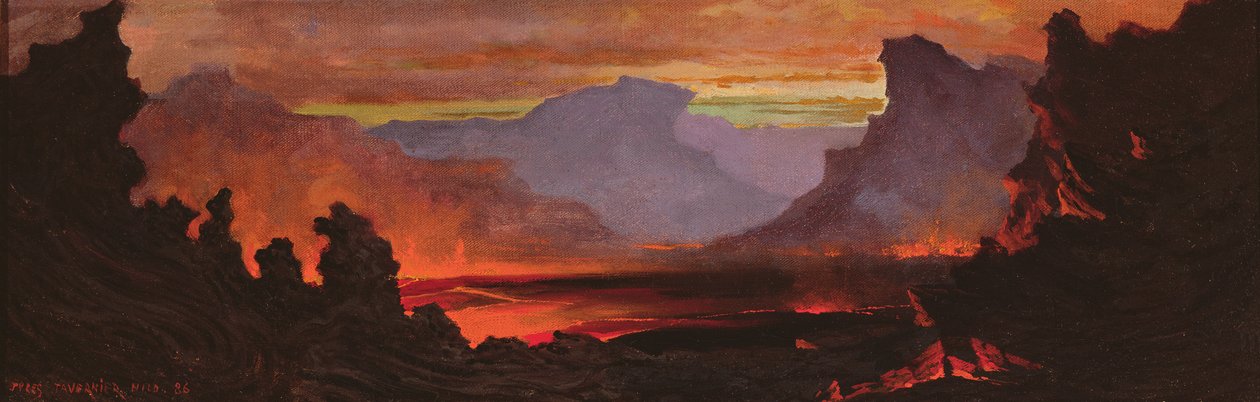 Hilo vulkán, Hawaii, 1886 alkotó: Jules Tavernier