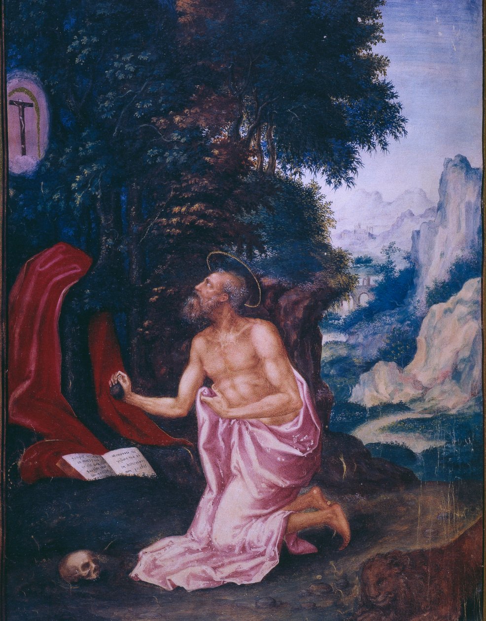 Szent Jeromos, II. Fülöp spanyol király breviáriumának fakszimiléjéből, 1569 (pergamen) alkotó: Julian and Leon, Andres de Fuente del Saz