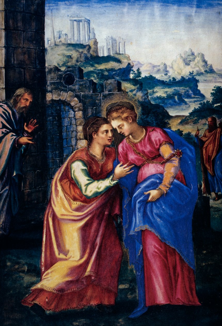 Látogatás, II. Fülöp spanyol király breviáriumának fakszimiléjéből, 1569 (pergamen) alkotó: Julian and Leon, Andres de Fuente del Saz