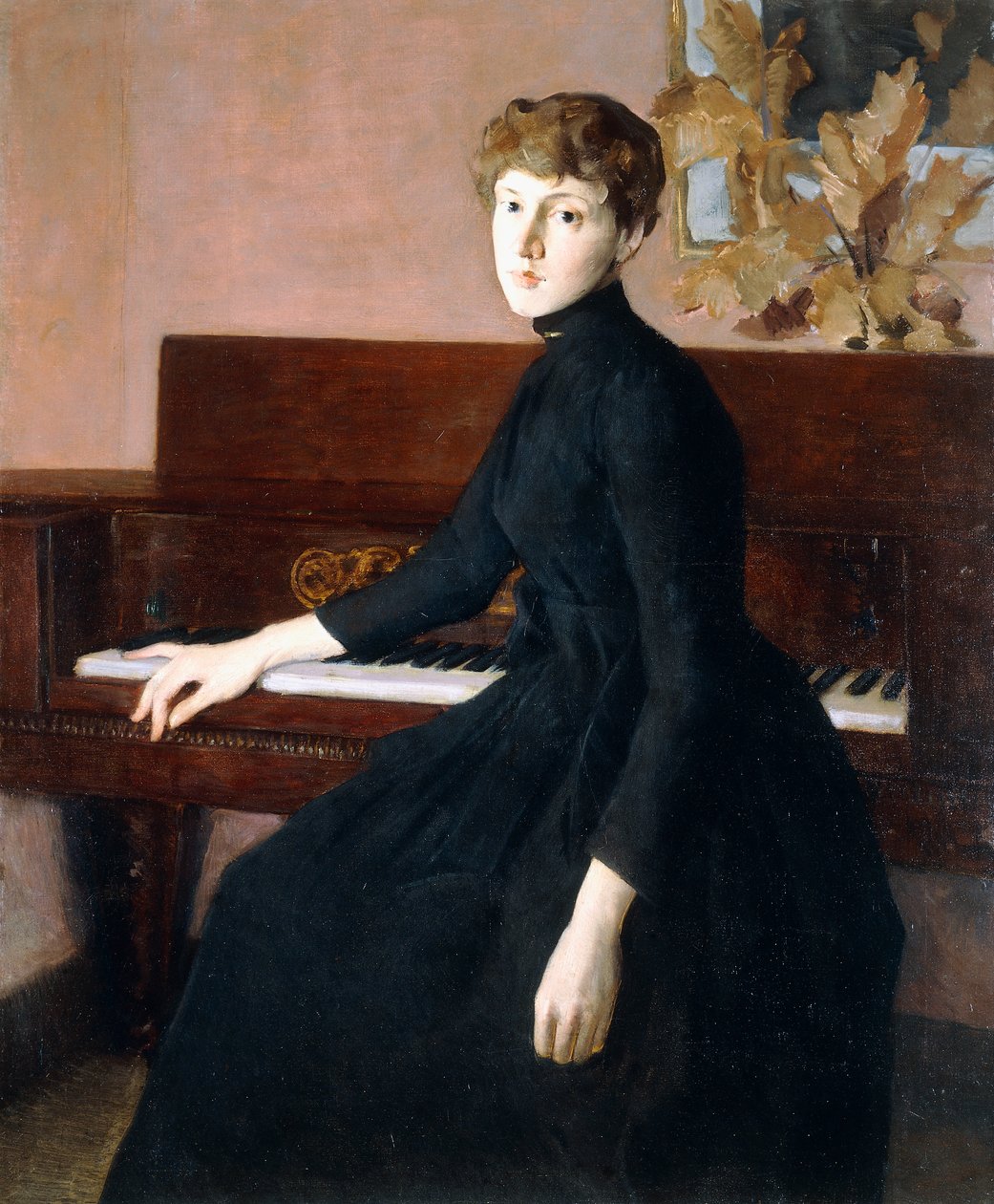 A zongoránál, alkotó: Julian Alden Weir