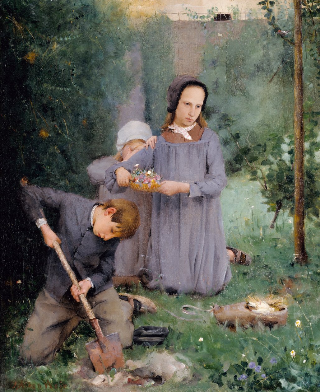 Madarat temető gyerekek, 1878. alkotó: Julian Alden Weir