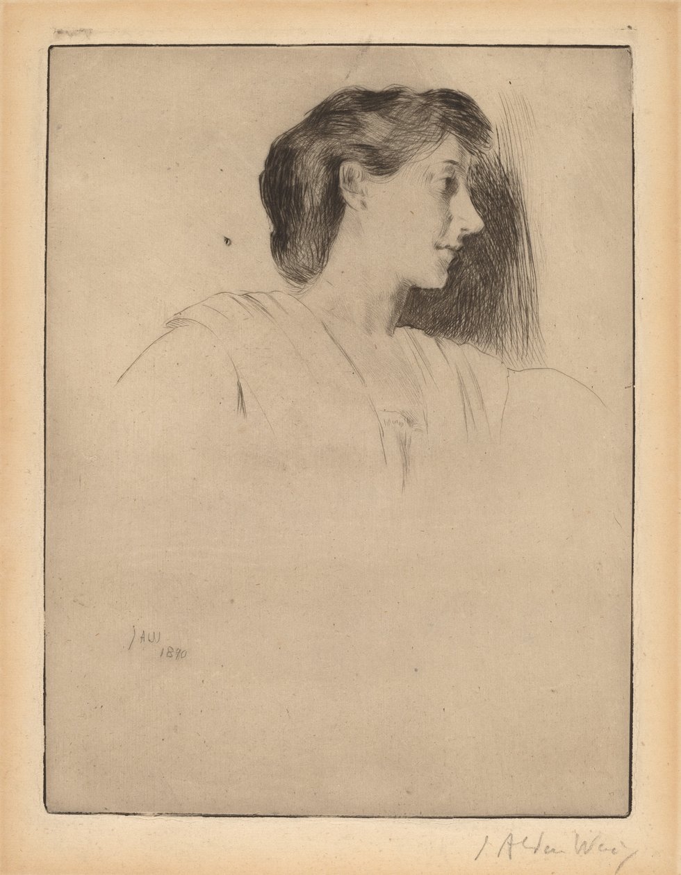 Egy nő profilfőnöke, 1890. alkotó: Julian Alden Weir