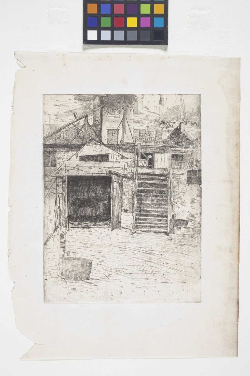 Az ácsműhely (rézkarc) alkotó: Julian Alden Weir