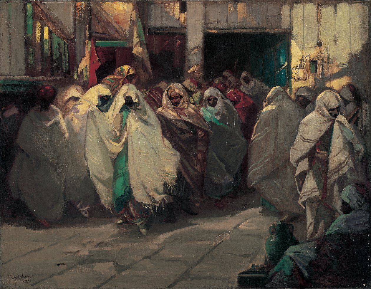 Tunéziai utcakép (olaj, vászon) alkotó: Julius C. Rolshoven