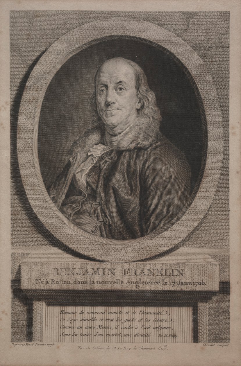 Benjamin Franklin, 1779. alkotó: Justus Chevillet