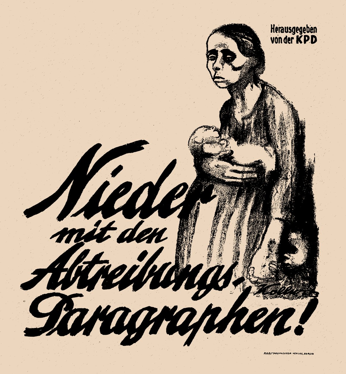 Le az abortuszparagrafusokkal!, 1923. alkotó: Käthe Kollwitz