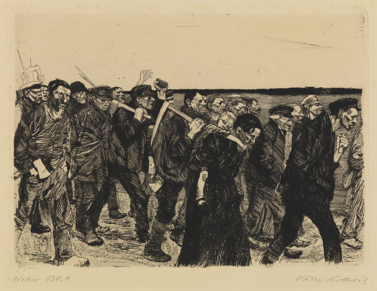 Takácsfelkelés – takácsvonat alkotó: Käthe Kollwitz