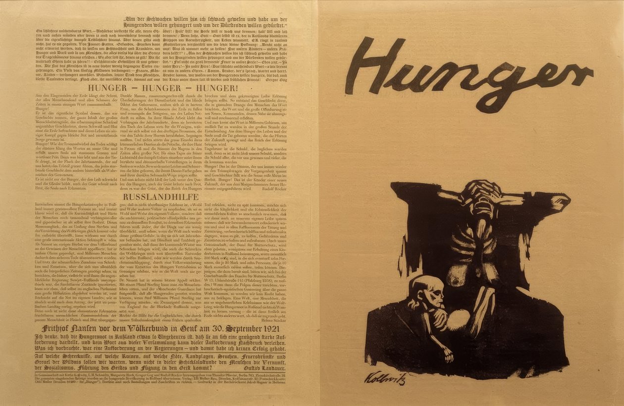 Szovjet-Oroszország, élelmiszerválság / pamflet, K. Kollwitz alkotó: Käthe Kollwitz