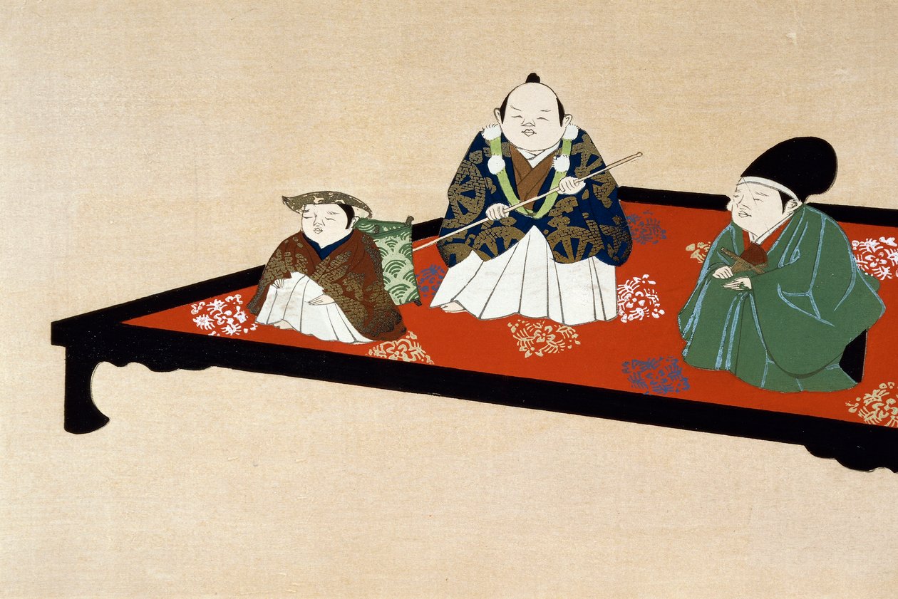 Japán család beltérben alkotó: Kamisaka Sekka