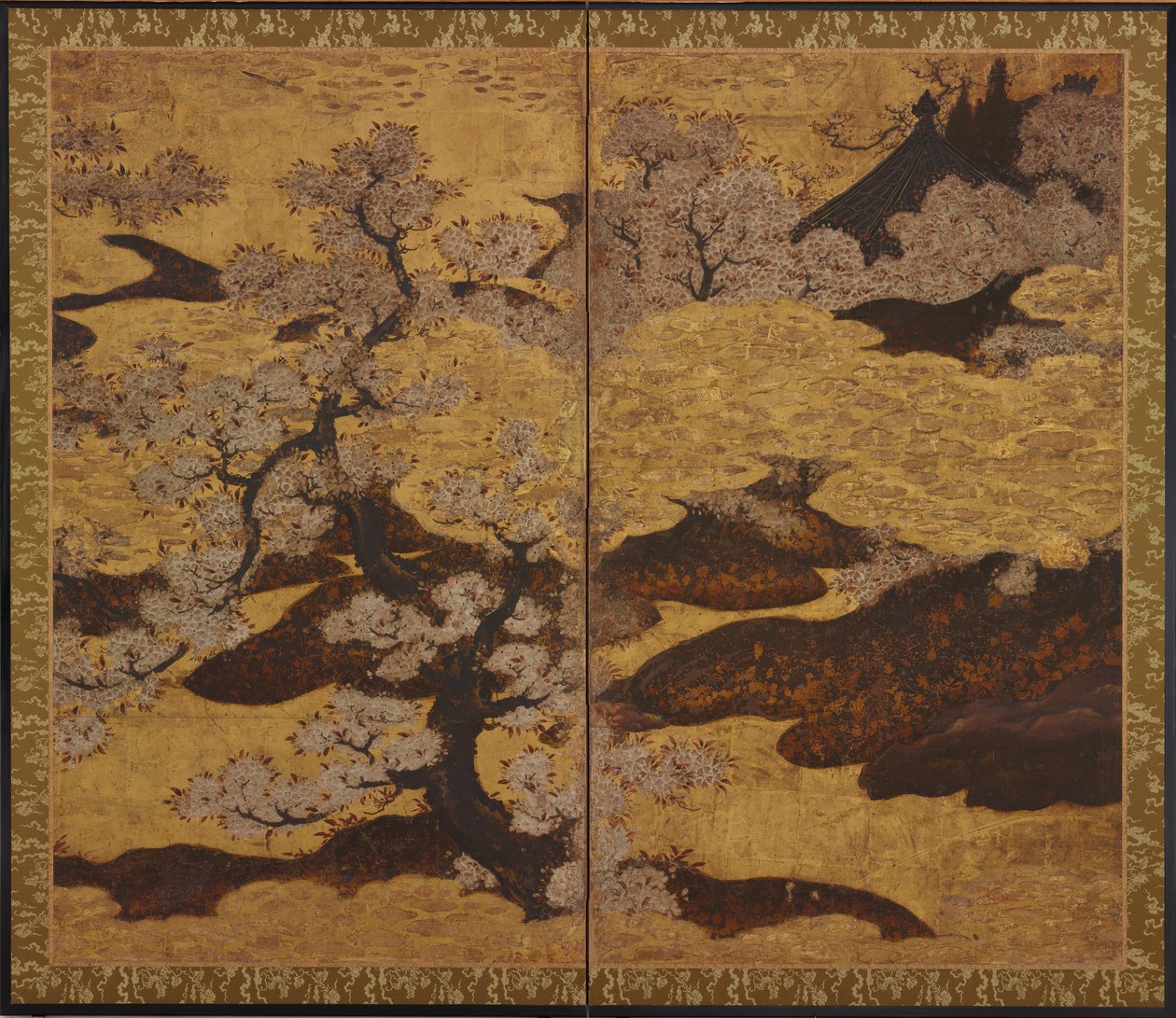 Virágzó cseresznyefák, Edo-korszak, kb.1580-1635. alkotó: Kano Sanraku