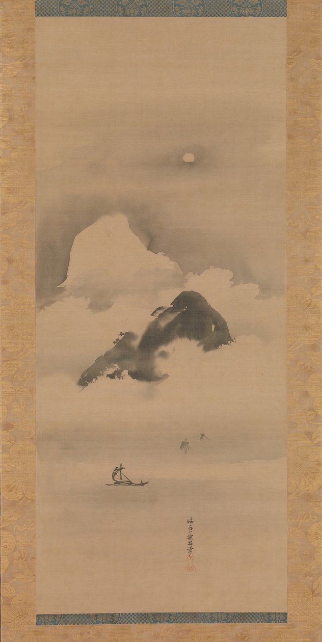 Táj holdfényben, 1662 után. alkotó: Kanō Tan’yū