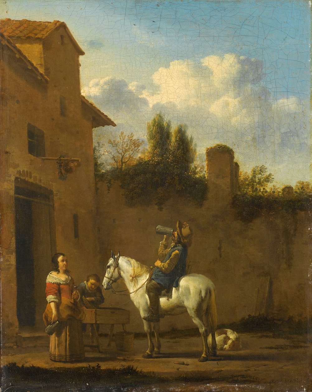 Szerelt trombitás iszik, 1650-60 alkotó: Karel Dujardin