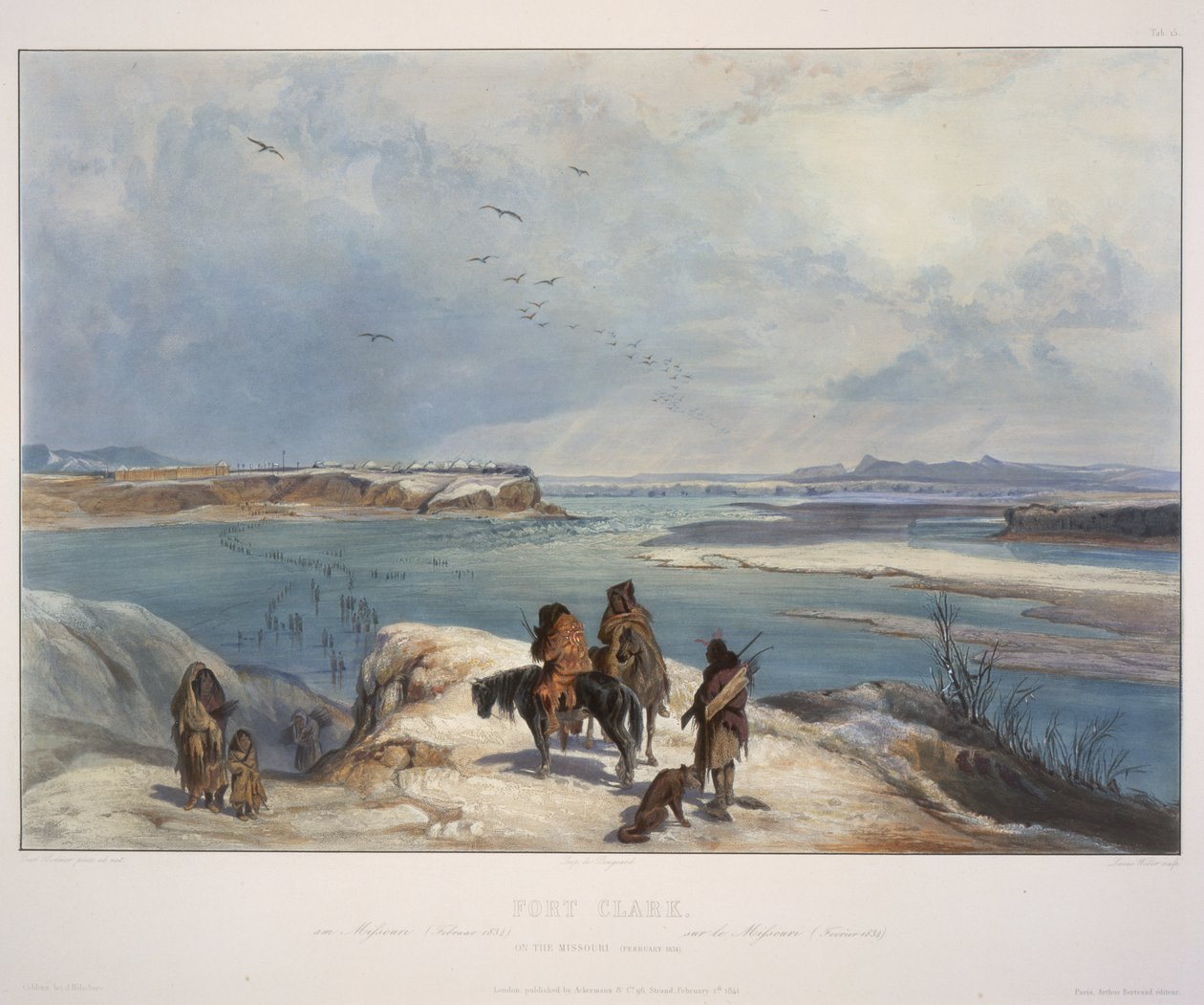 Fort Clark Missouri államban (1834. február) alkotó: Karl Bodmer