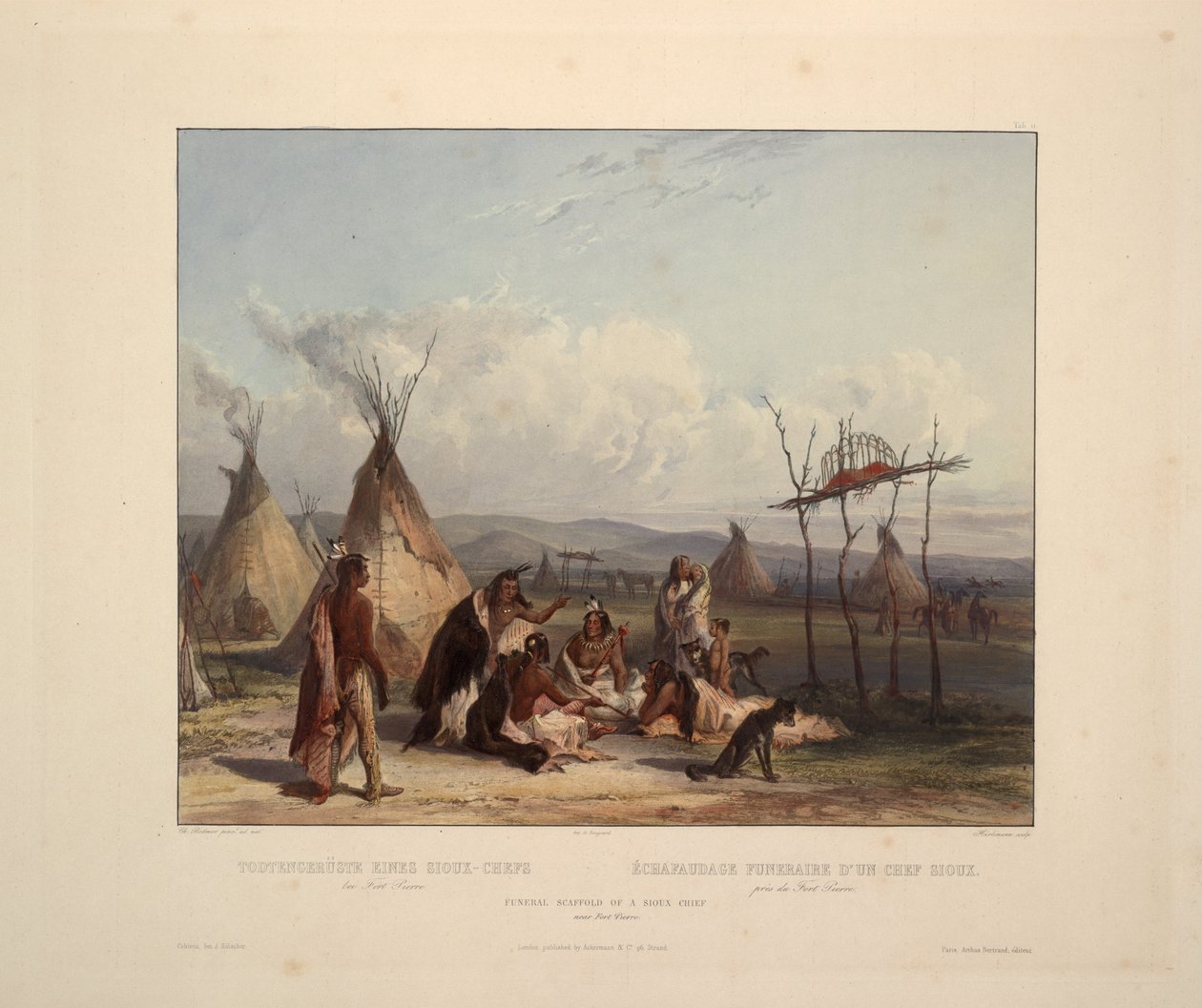 Egy sziú főnök temetkezési állványa alkotó: Karl Bodmer