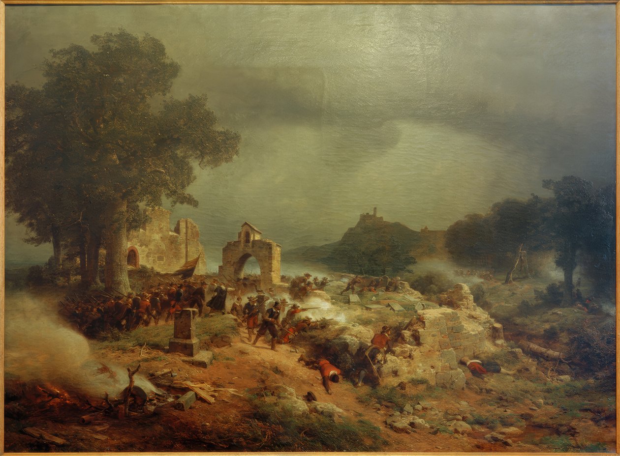 Táj a harmincéves háborúból alkotó: Carl Friedrich Lessing