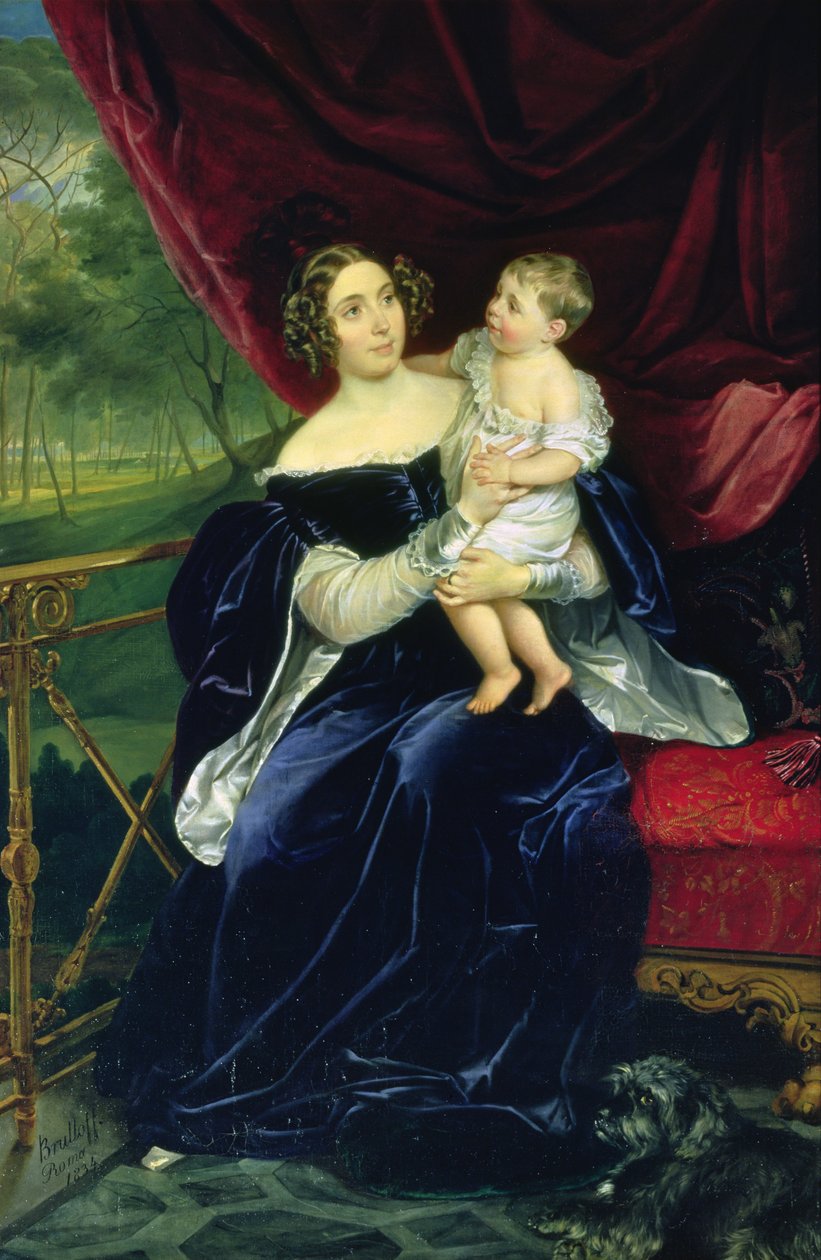 Olga Ivanovna Orlov-Davydov grófnő lányával, 1834 alkotó: Karl Pavlovich Bryullov