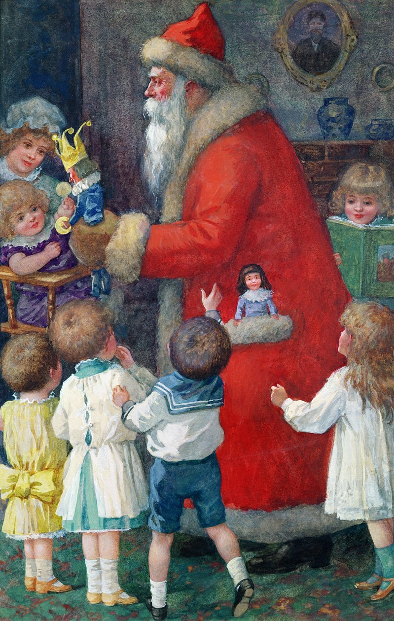 Mikulás gyerekekkel alkotó: Karl Roger